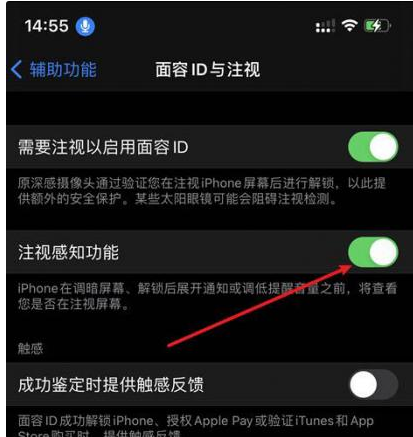 白水苹果14维修网点分享iPhone14注视感知功能有什么用 